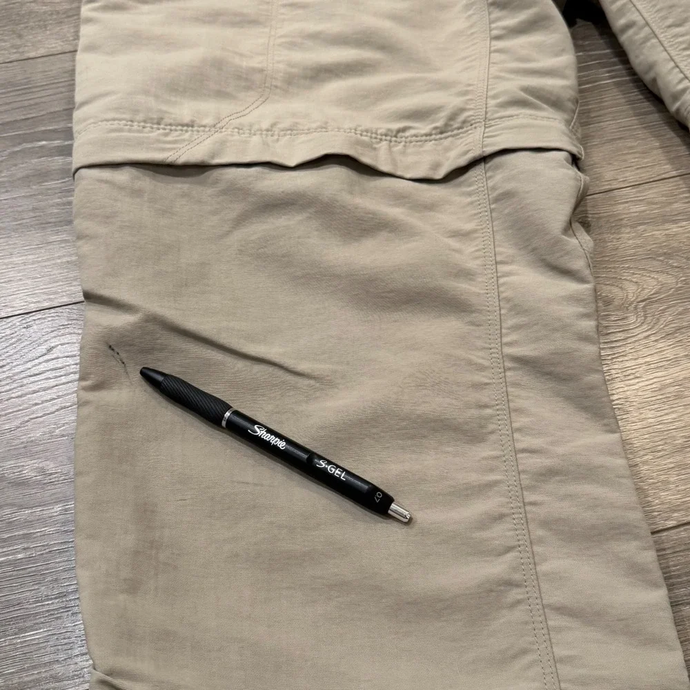 The North Face Men Convertible Hiking Pants Khaki Tan Zip Off Cargo Belted 32x29